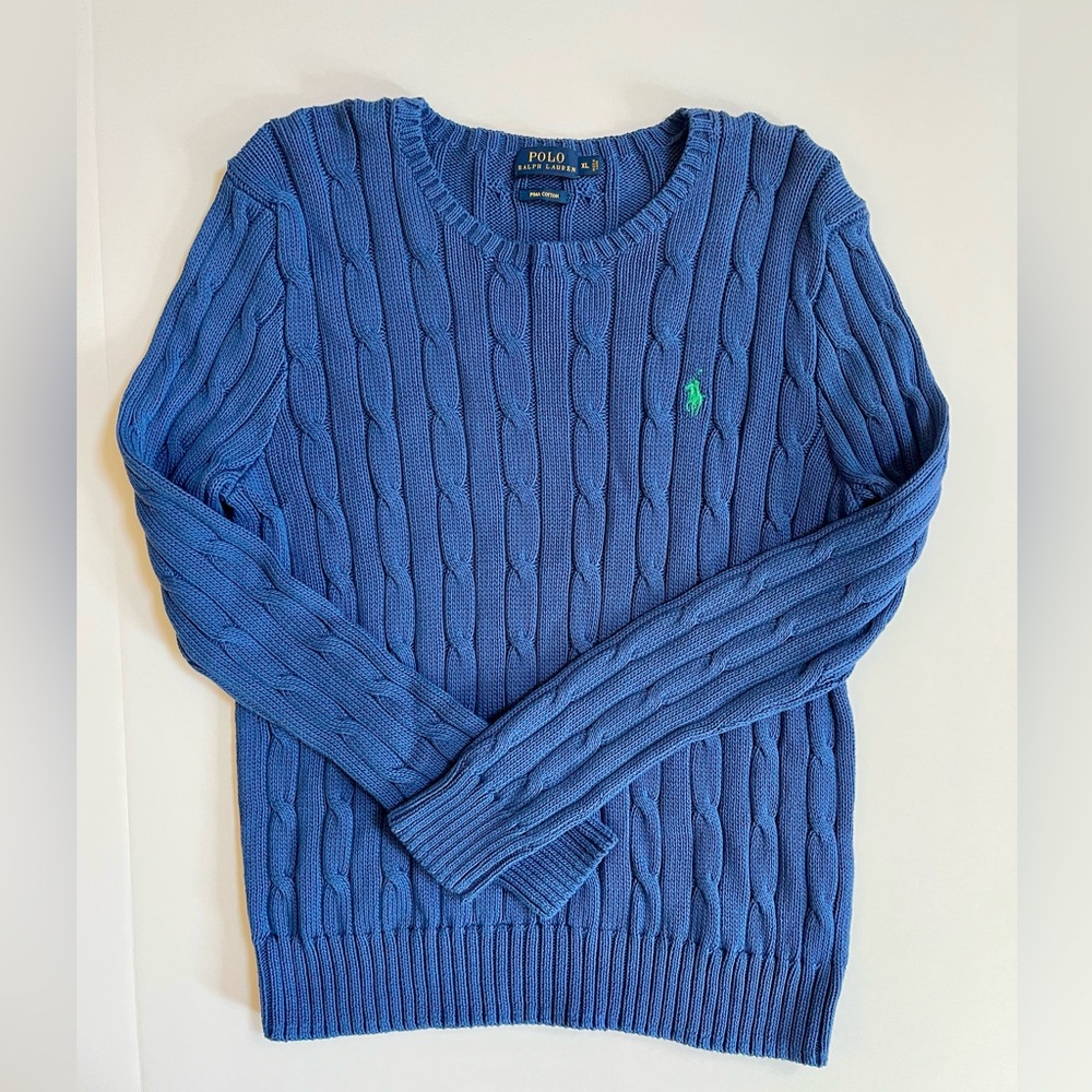 Ralph Lauren 100% Pima Cotton Women’s Size XL Blue Sweater